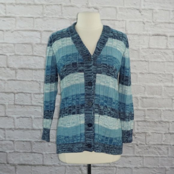 Vintage 70s Striped Cardigan Sweater - Picture 1 of 6